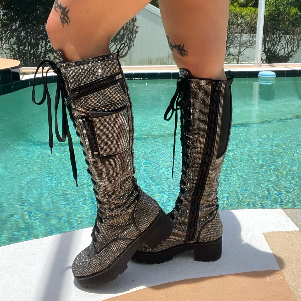 Club Exx Bling Brigade Pocket Combat Boots